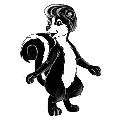 A happy skunk waving to his friends.