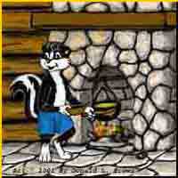 Mac fills a bowl with stew for Chip.