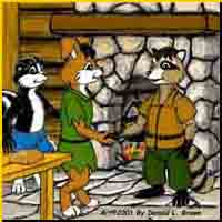 Chip greets Tim Raccoon.