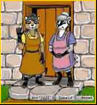 Charlotte waves. As she, and lacy watch Tim, and the others leave.