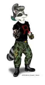 This raccoon is ready to fight. .